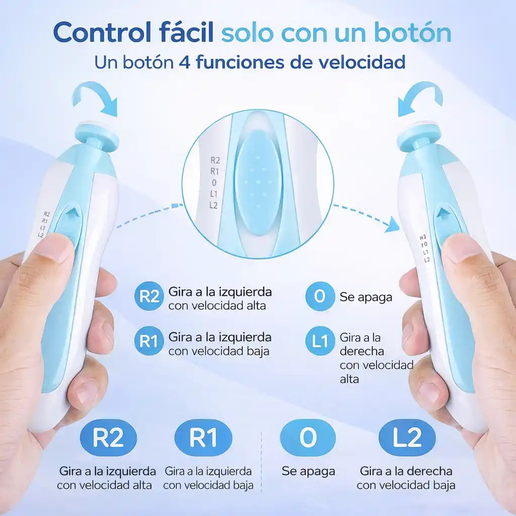 SafeTrim™ Lima Eléctrica para Bebés — La forma más segura de cuidar sus uñitas