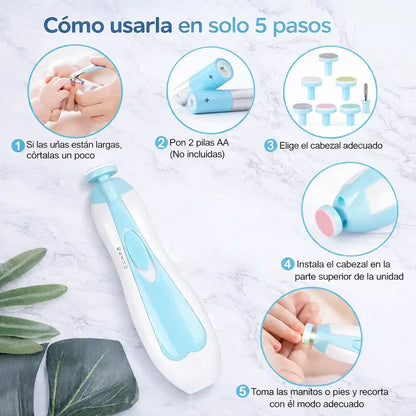 SafeTrim™ Lima Eléctrica para Bebés — La forma más segura de cuidar sus uñitas