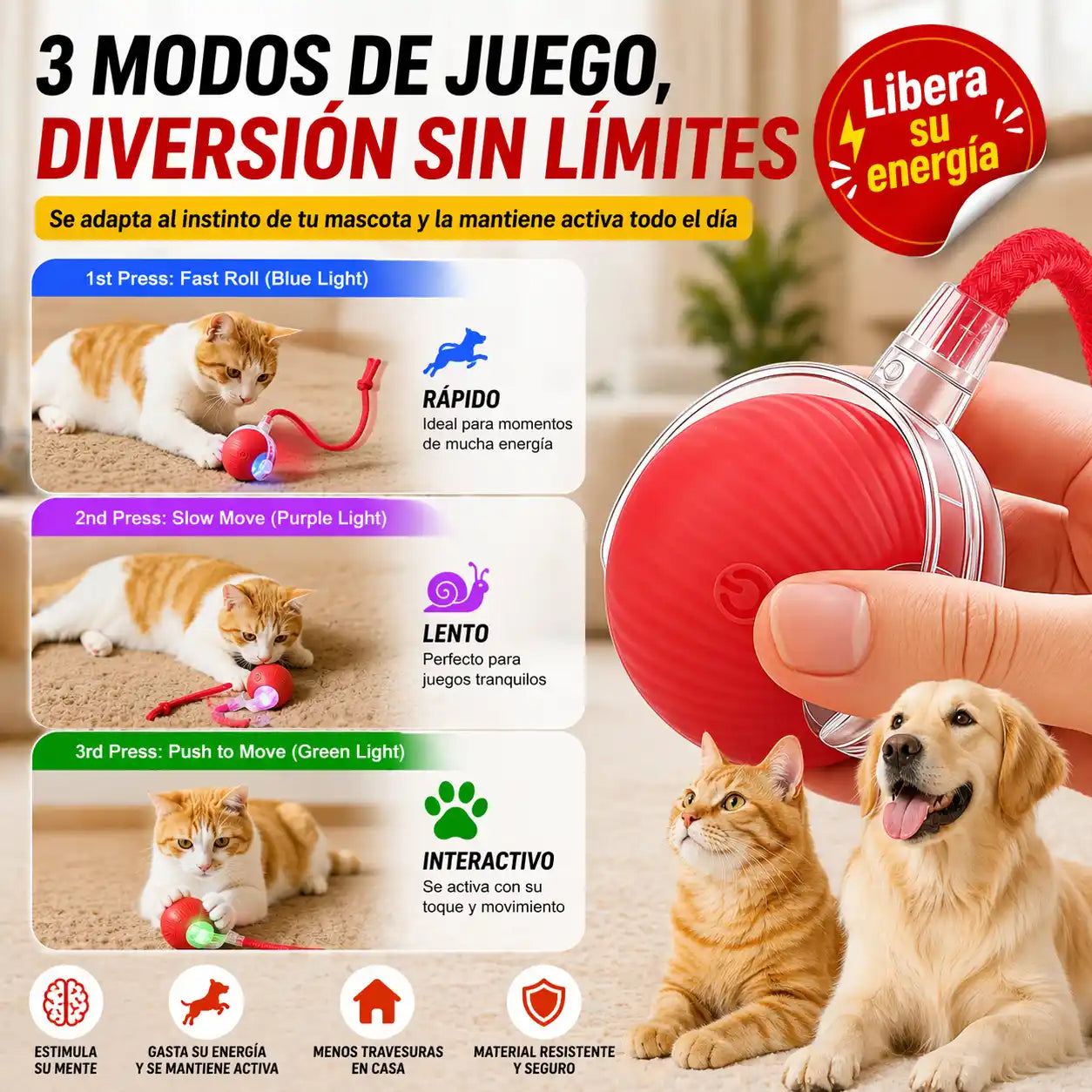 CrazyBall™ Pelota Loca Para Mascotas – Diversión automática que elimina el aburrimiento