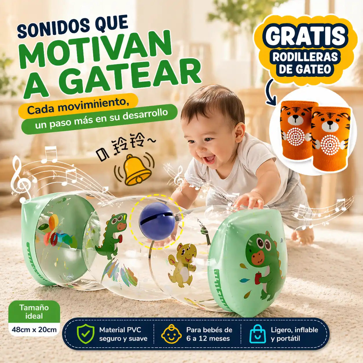 BabyRoller™® Rodillo de Gateo para Bebés + Rodilleras de gateo Gratis