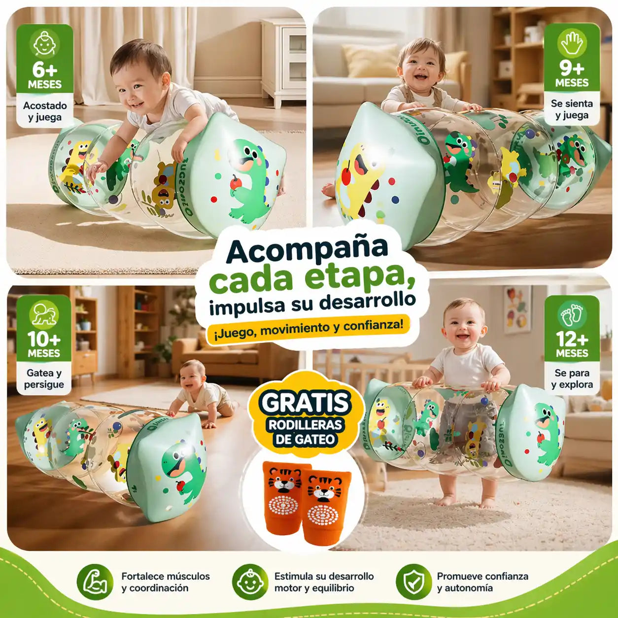 BabyRoller™® Rodillo de Gateo para Bebés + Rodilleras de gateo Gratis