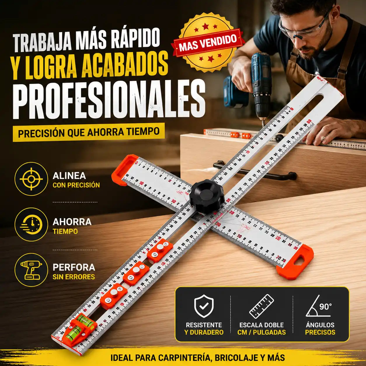 AlignPro™ Regla Cuadrada 4 En 1 | Instala jaladores y perfora más rápido con acabados profesionales
