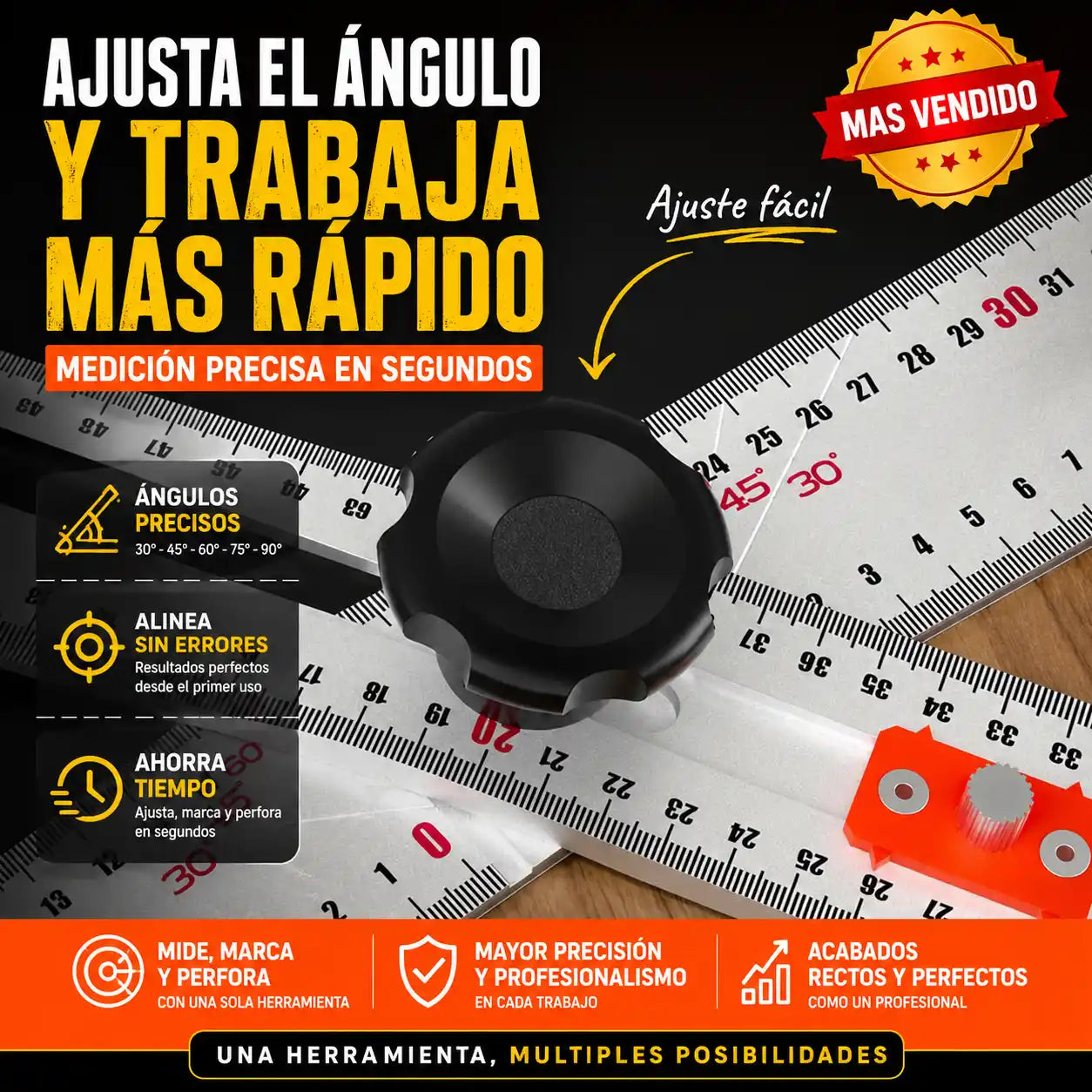 AlignPro™ Regla Cuadrada 4 En 1 | Instala jaladores y perfora más rápido con acabados profesionales