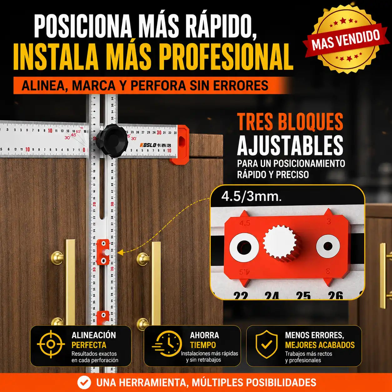 AlignPro™ Regla Cuadrada 4 En 1 | Instala jaladores y perfora más rápido con acabados profesionales