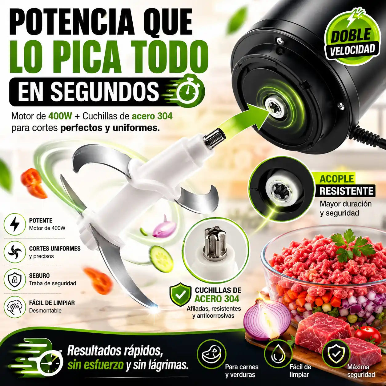 ChopMaster® Picadora Modular Sokany | Pica carnes y verduras en segundos sin esfuerzo