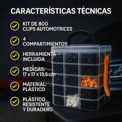 FixPro® – Kit de Clips Automotrices (800 Piezas)