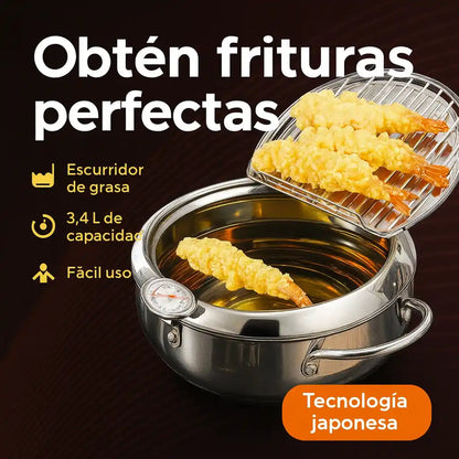 TempuraPro® Freidora Japonesa de Acero Inoxidable