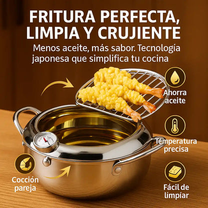 TempuraPro® Freidora Japonesa de Acero Inoxidable