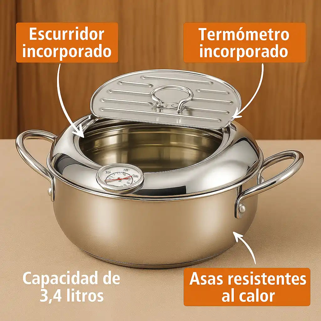 TempuraPro® Freidora Japonesa de Acero Inoxidable