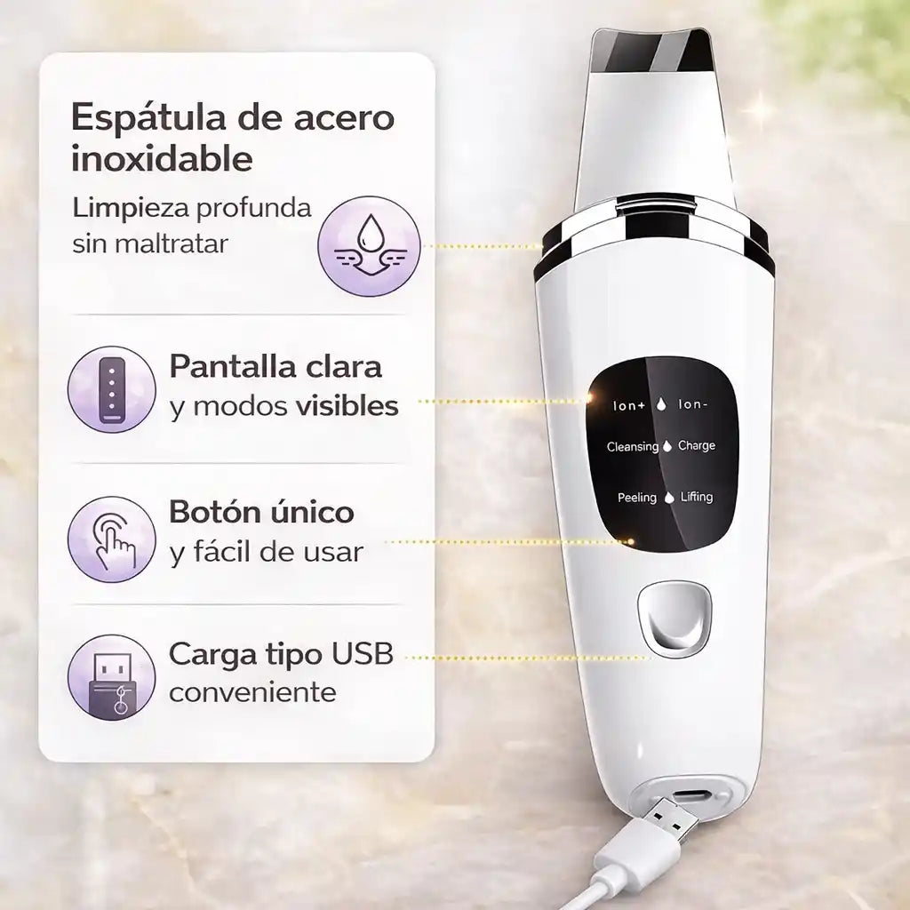 SkinGlow™ Espátula Ultrasónica Facial + Rodillo de Hielo GRATIS