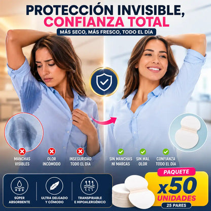 DryPatch™ | Almohadillas Antisudor Para Axilas, X 50 unidades - Tu Ropa Seca y Sin Manchas