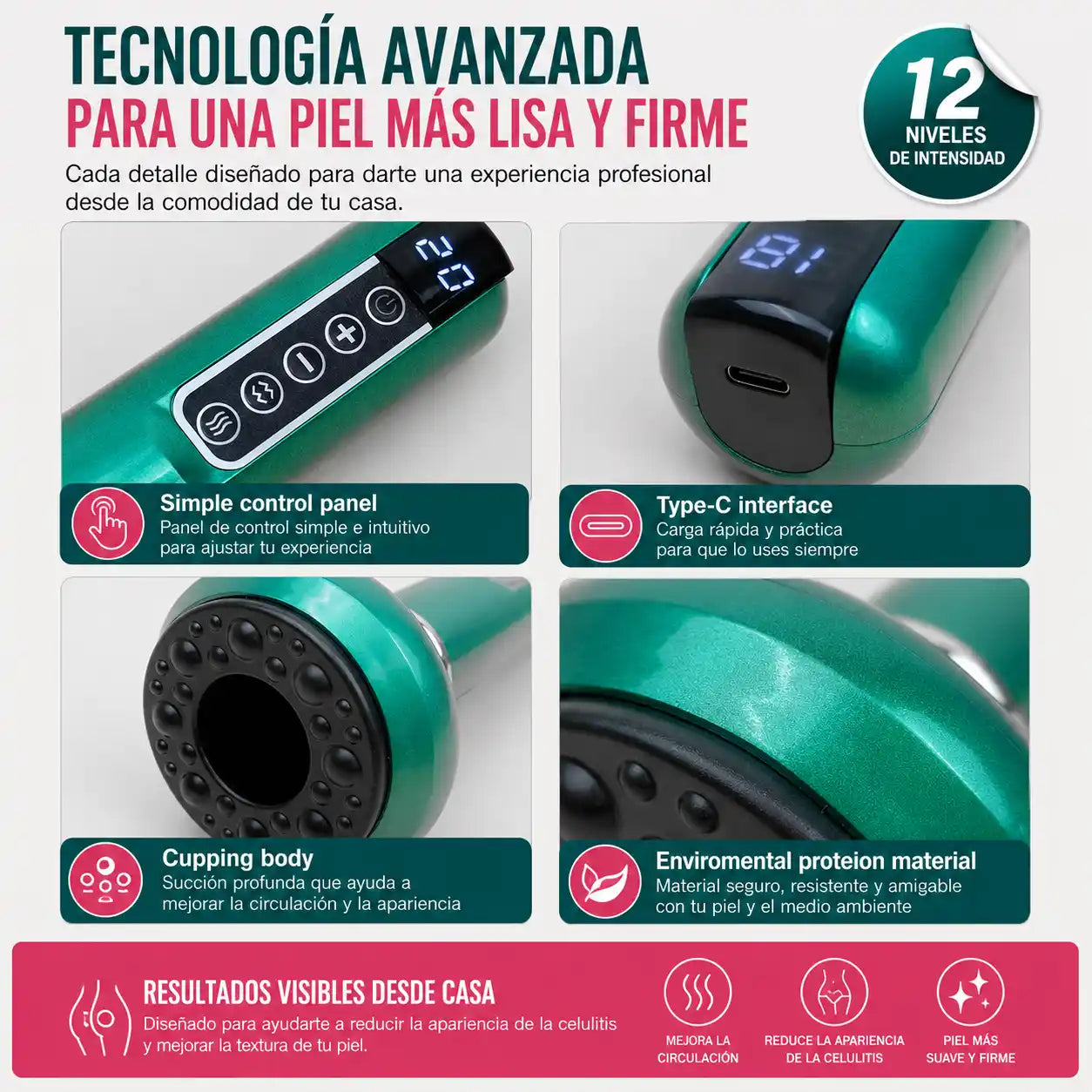 CelluShape™ | Masajeador Anticelulitis con Succión y Calor