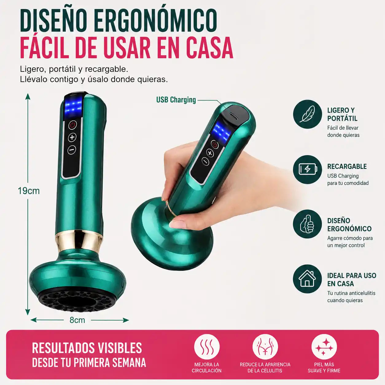 CelluShape™ | Masajeador Anticelulitis con Succión y Calor
