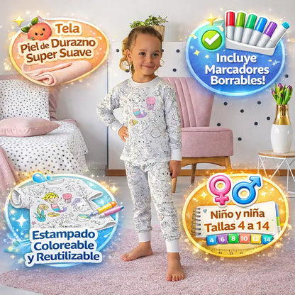 CreativeDream™ – Pijama Coloreable para Niños | Diversión creativa antes de dormir