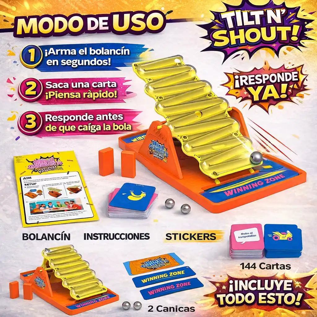 TILT® Bolancín – Juego de Mesa en Español para Risas y Diversión Instantánea en Familia