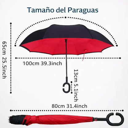 RainLock® – Paraguas Reversible Antigoteo con Mango Manos Libres