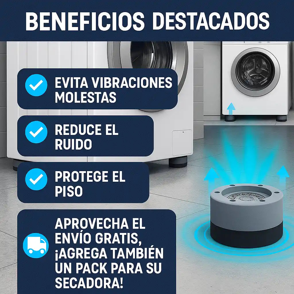 WashMate® Almohadillas Antivibración – Protege tu Lavadora y Secadora