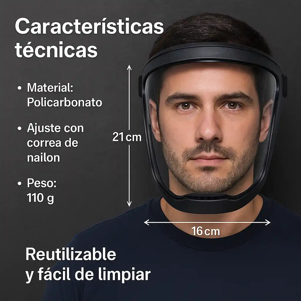SafeShield® – Máscara Protectora Facial Antiempañante