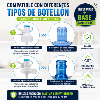 AquaStand™ | Set 2 en 1 de soporte para Botellón con Dispensador | Sirve Agua Fácil Sin Levantar Peso