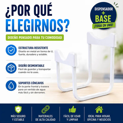 AquaStand™ | Set 2 en 1 de soporte para Botellón con Dispensador | Sirve Agua Fácil Sin Levantar Peso