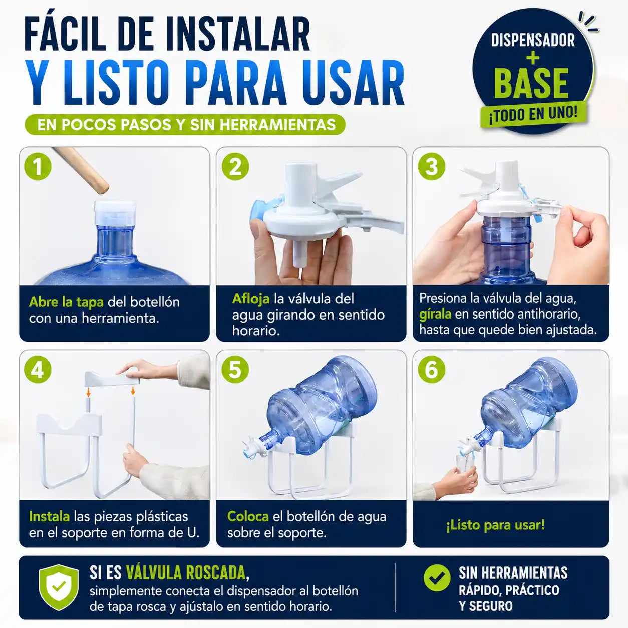 AquaStand™ | Set 2 en 1 de soporte para Botellón con Dispensador | Sirve Agua Fácil Sin Levantar Peso