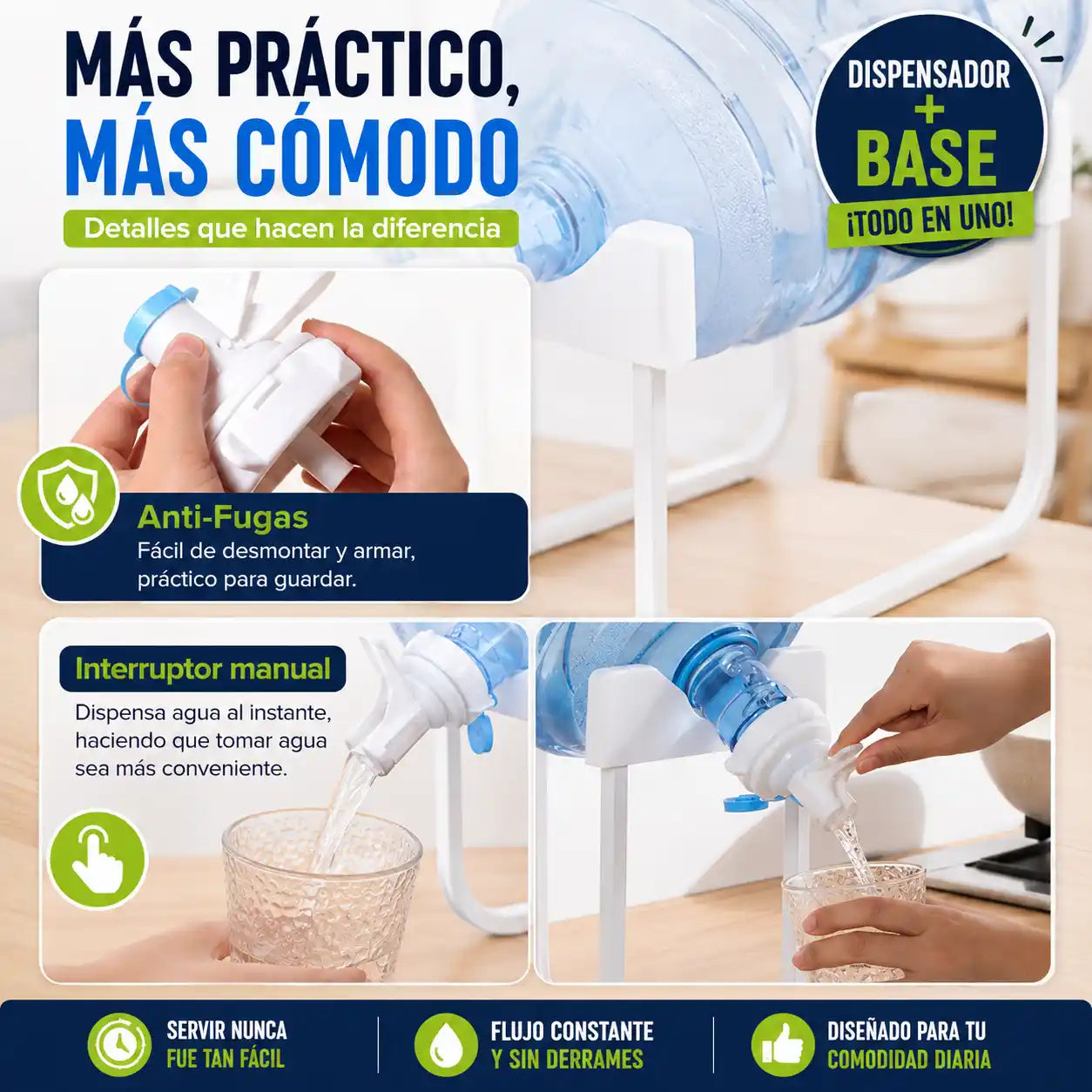 AquaStand™ | Set 2 en 1 de soporte para Botellón con Dispensador | Sirve Agua Fácil Sin Levantar Peso
