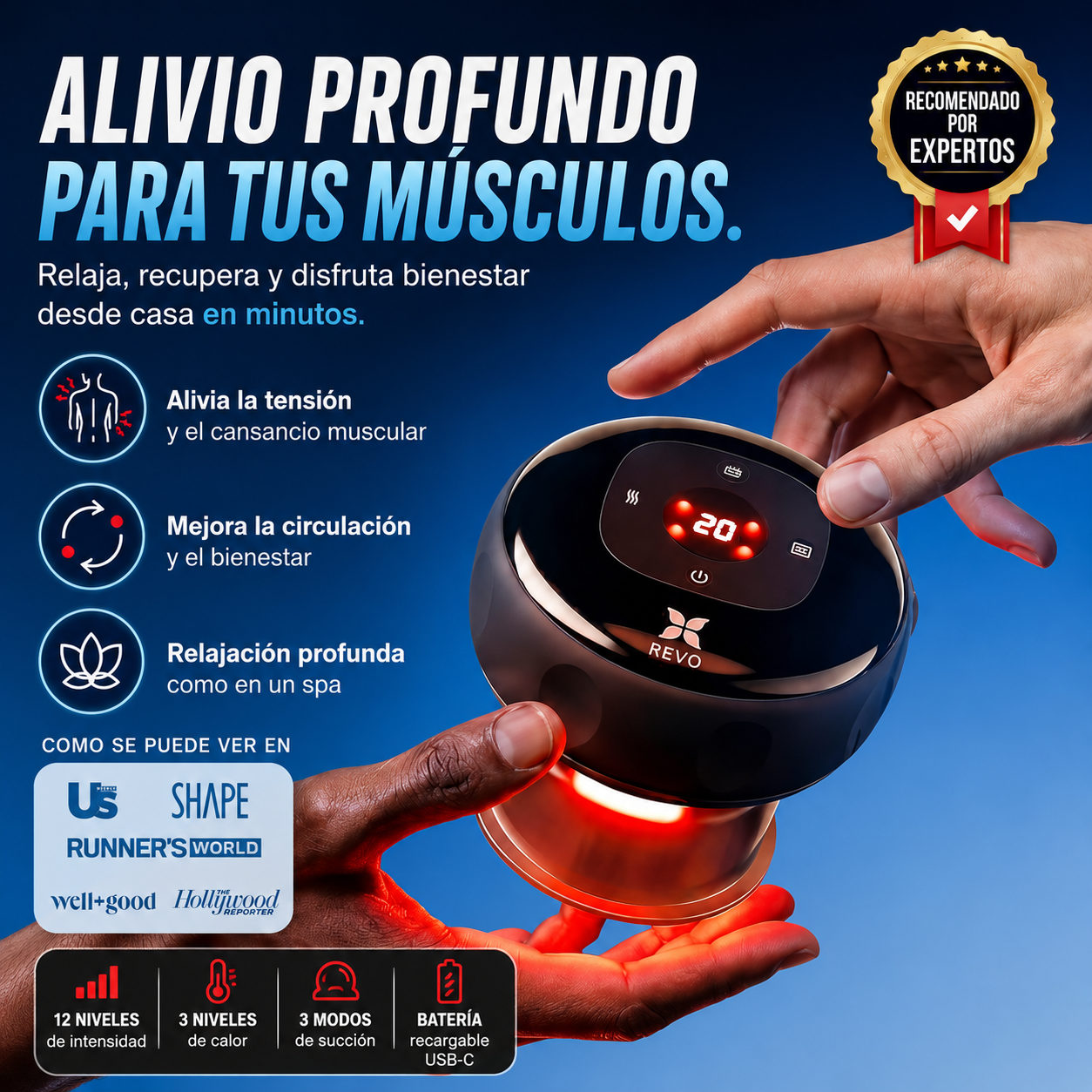 CupRelief™ | Masajeador Ventosa Eléctrico 4 en 1 para Relajación y Bienestar Muscular