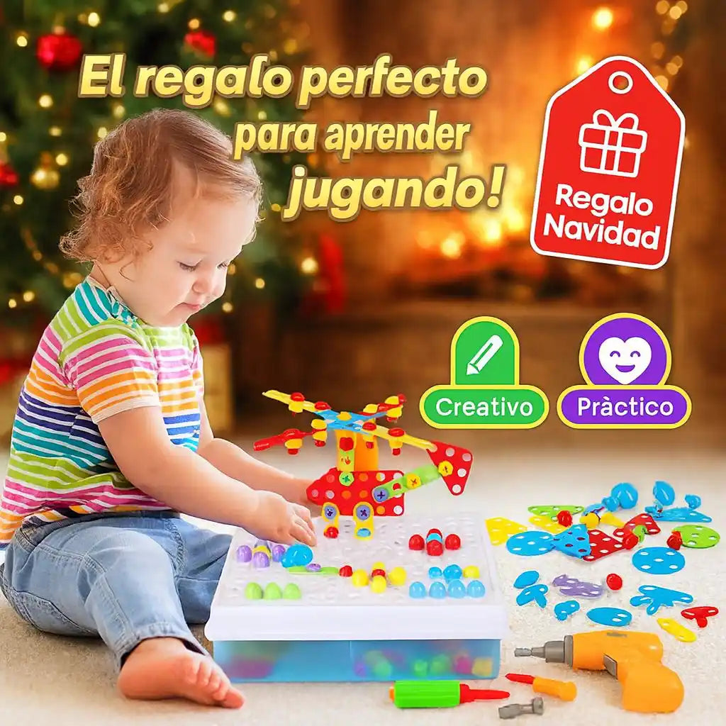 BuildPro® Taladro Didáctico 4 en 1 – El Regalo Perfecto para Aprender Jugando