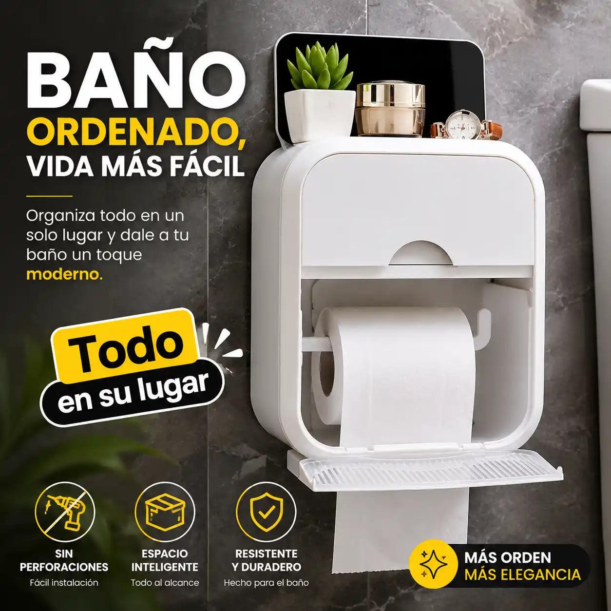 BathKeep™ Soporte Organizador para Papel Higiénico | Mantén tu baño ordenado y elegante en un solo lugar