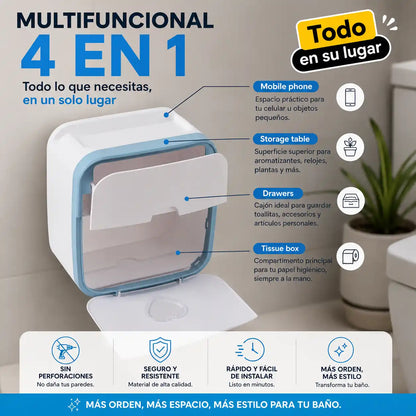 BathKeep™ Soporte Organizador para Papel Higiénico | Mantén tu baño ordenado y elegante en un solo lugar