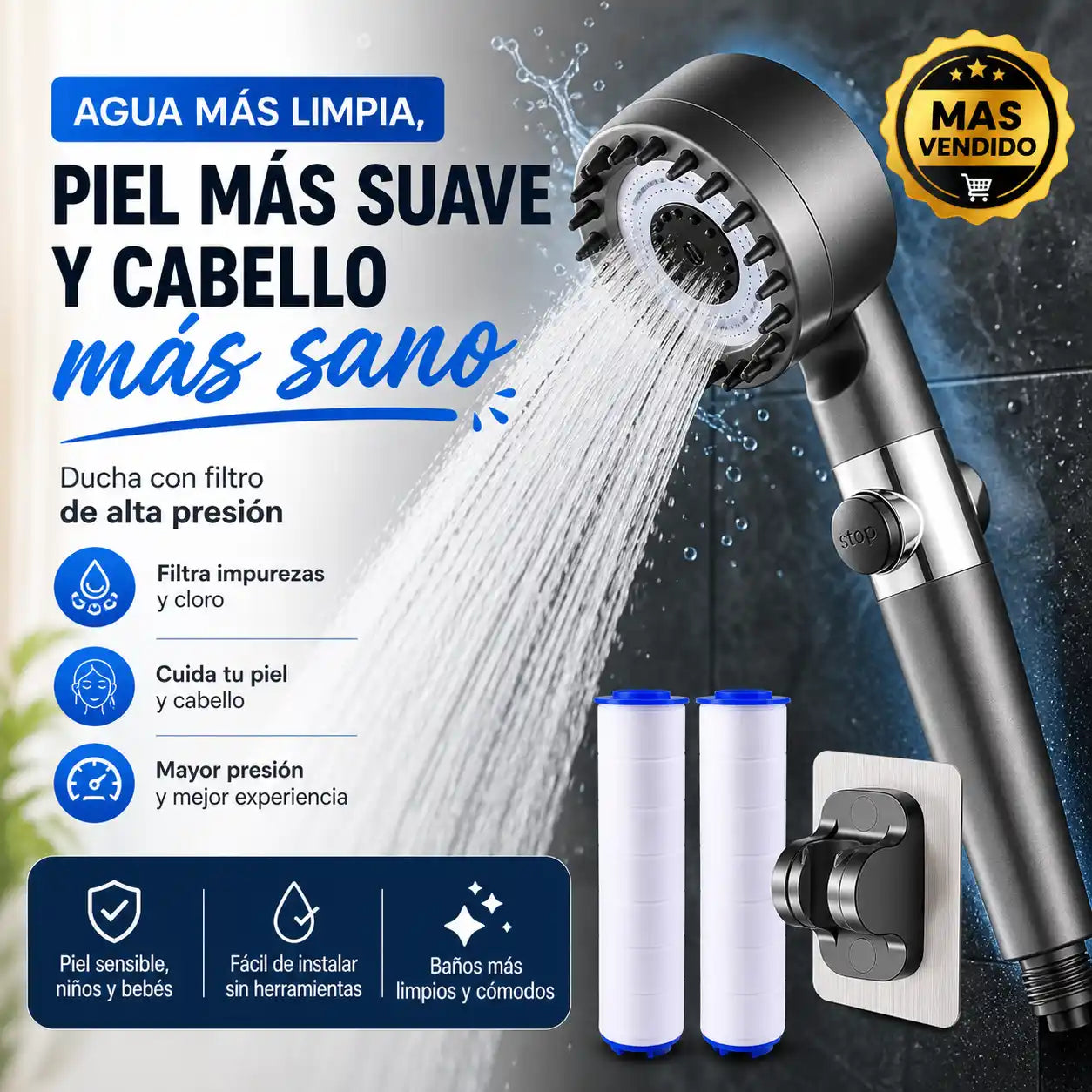 HydroCare™ Ducha con Filtro Purificante | Cuida tu piel y cabello