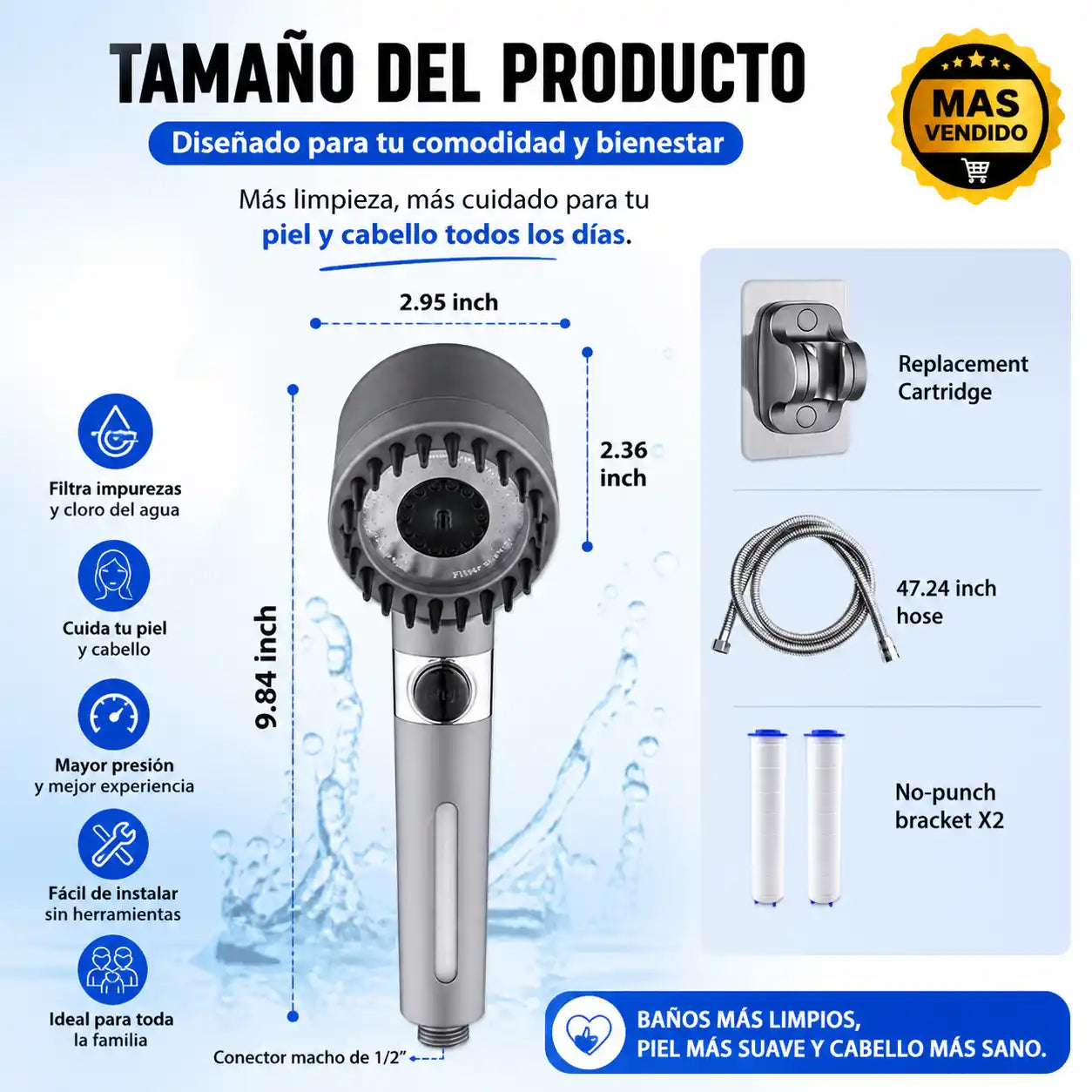 HydroCare™ Ducha con Filtro Purificante | Cuida tu piel y cabello