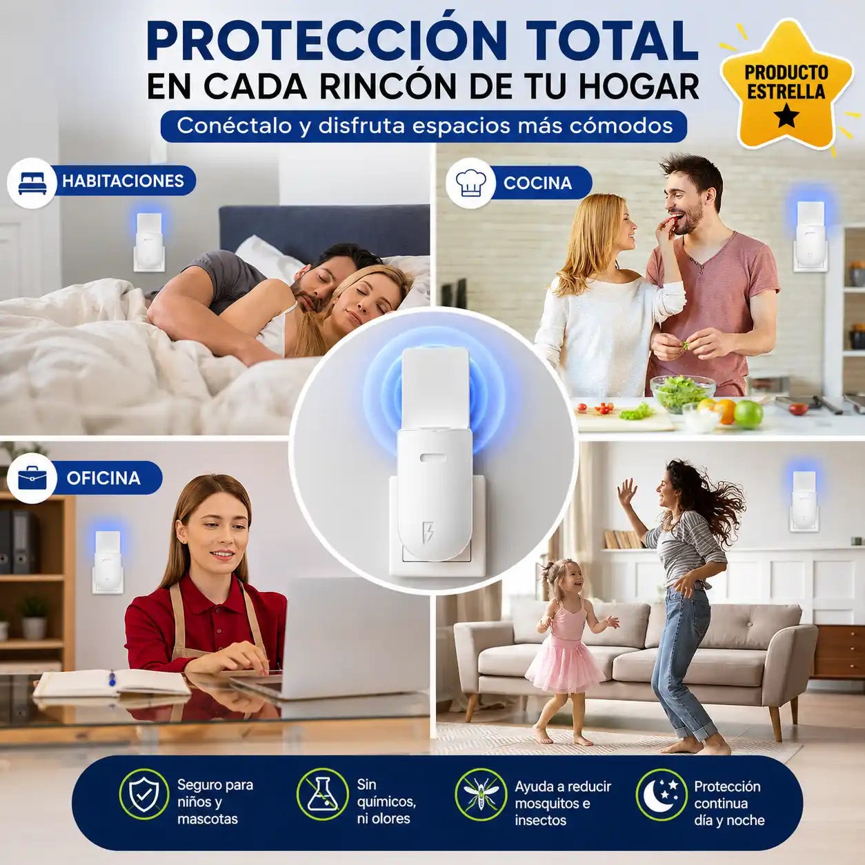 MosqFree™ | Enchufe Mata Moscos | Descansa más tranquilo sin químicos