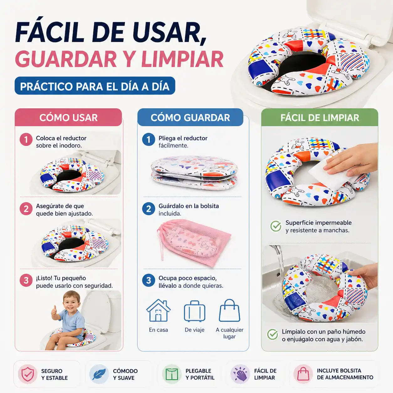 SafeStep™ Reductor de Baño para niños | para que tu pequeño vaya solo