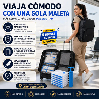 TravelPack™ | Maleta de Viaje Premium + 5 Bolsas al Vacío y Bomba Manual