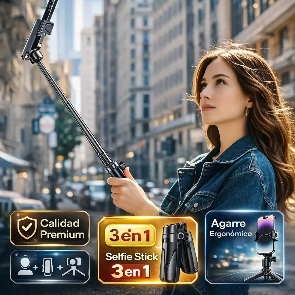 ProGrip® — Soporte Cámara + Selfie Stick 3 en 1 | Convierte tu celular en una cámara con estabilidad y control