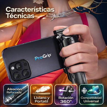 ProGrip® — Soporte Cámara + Selfie Stick 3 en 1 | Convierte tu celular en una cámara con estabilidad y control