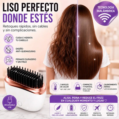 GlowBrush® Mini Cepillo Alisador Portátil | Cabello liso y arreglado donde quieras