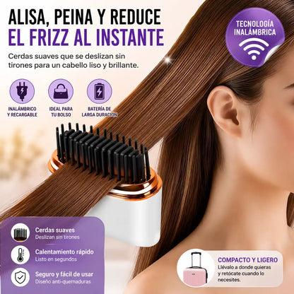 GlowBrush® Mini Cepillo Alisador Portátil | Cabello liso y arreglado donde quieras