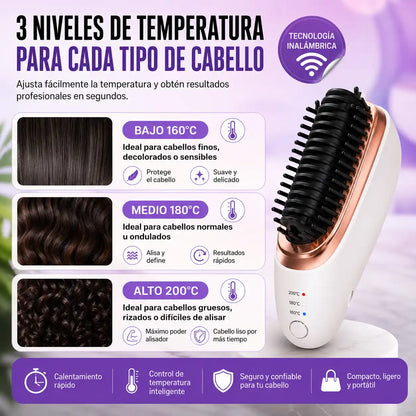 GlowBrush® Mini Cepillo Alisador Portátil | Cabello liso y arreglado donde quieras