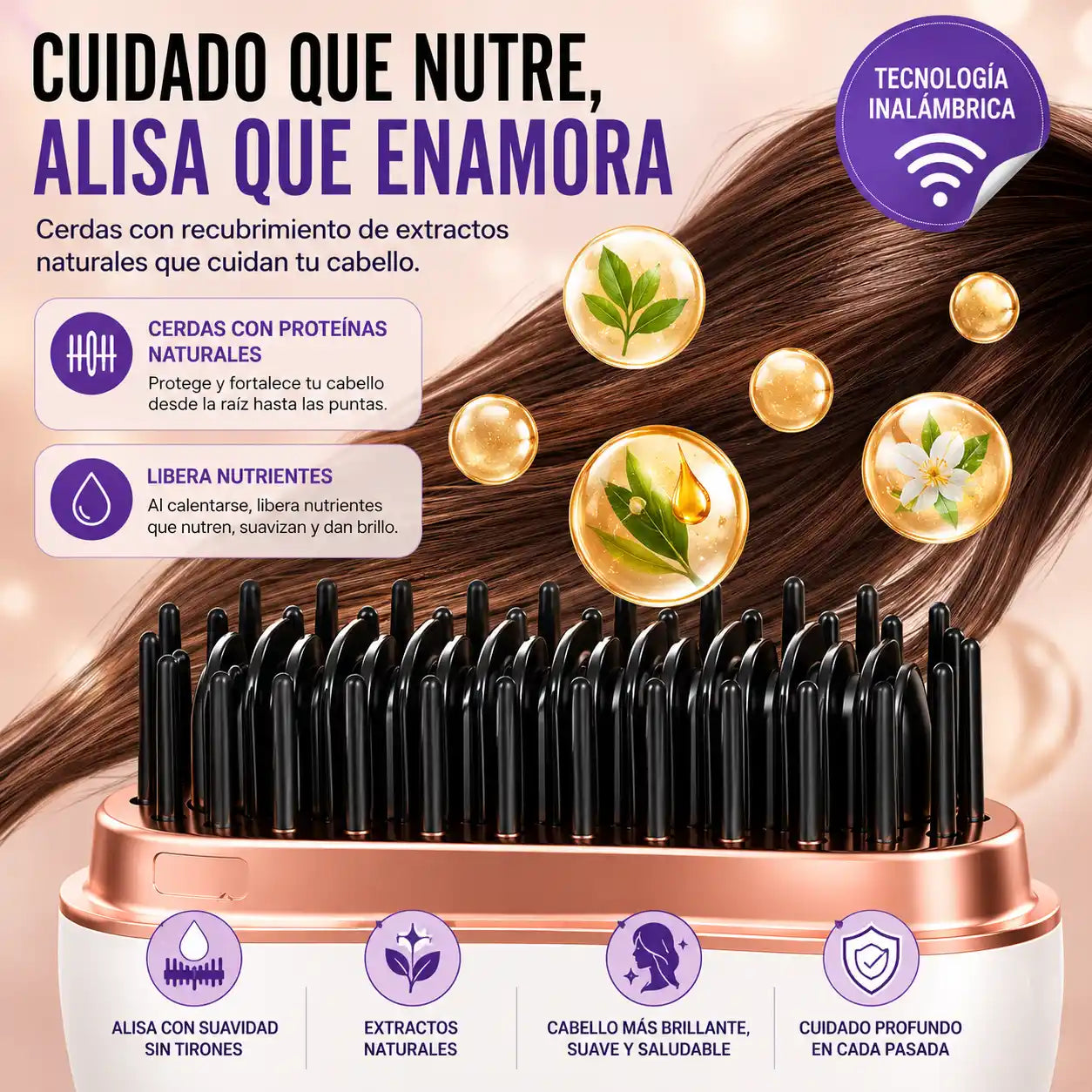 GlowBrush® Mini Cepillo Alisador Portátil | Cabello liso y arreglado donde quieras