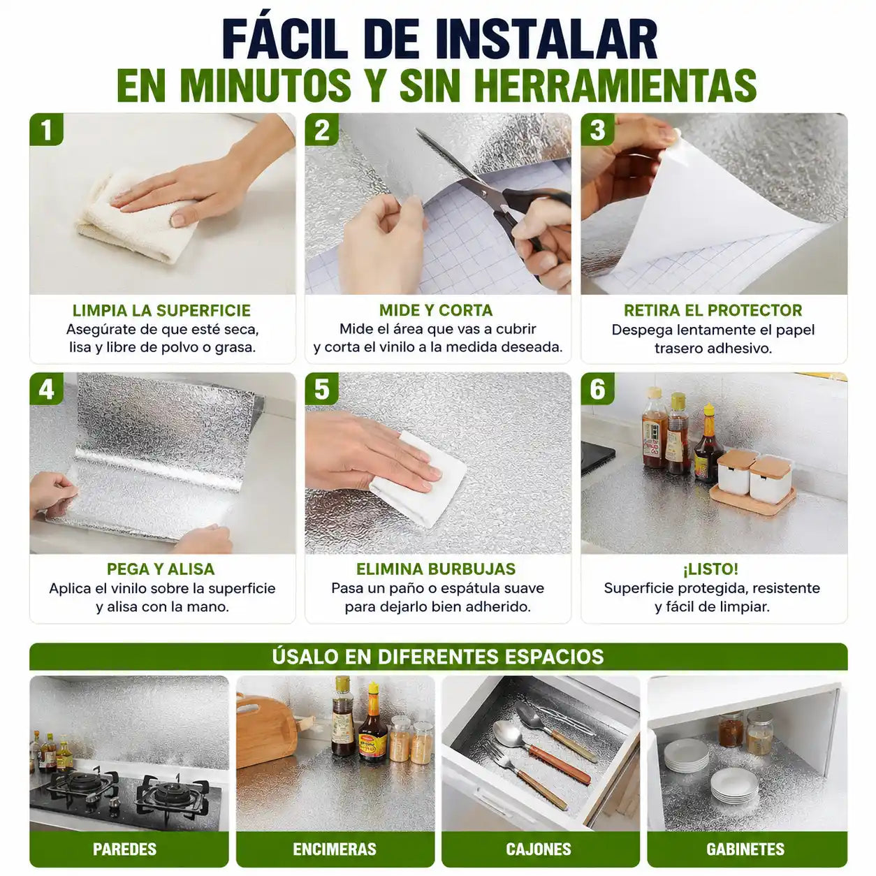 KitchenShield® | Vinilo Adhesivo Antigrasa Para Cocina | Protege y Renueva en Minutos