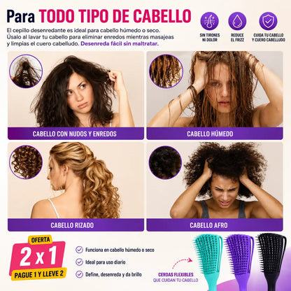 CurlEase® OFERTA 2X1 de Cepillo Desenredante Antifrizz – Define Tus Rizos Sin Jalones
