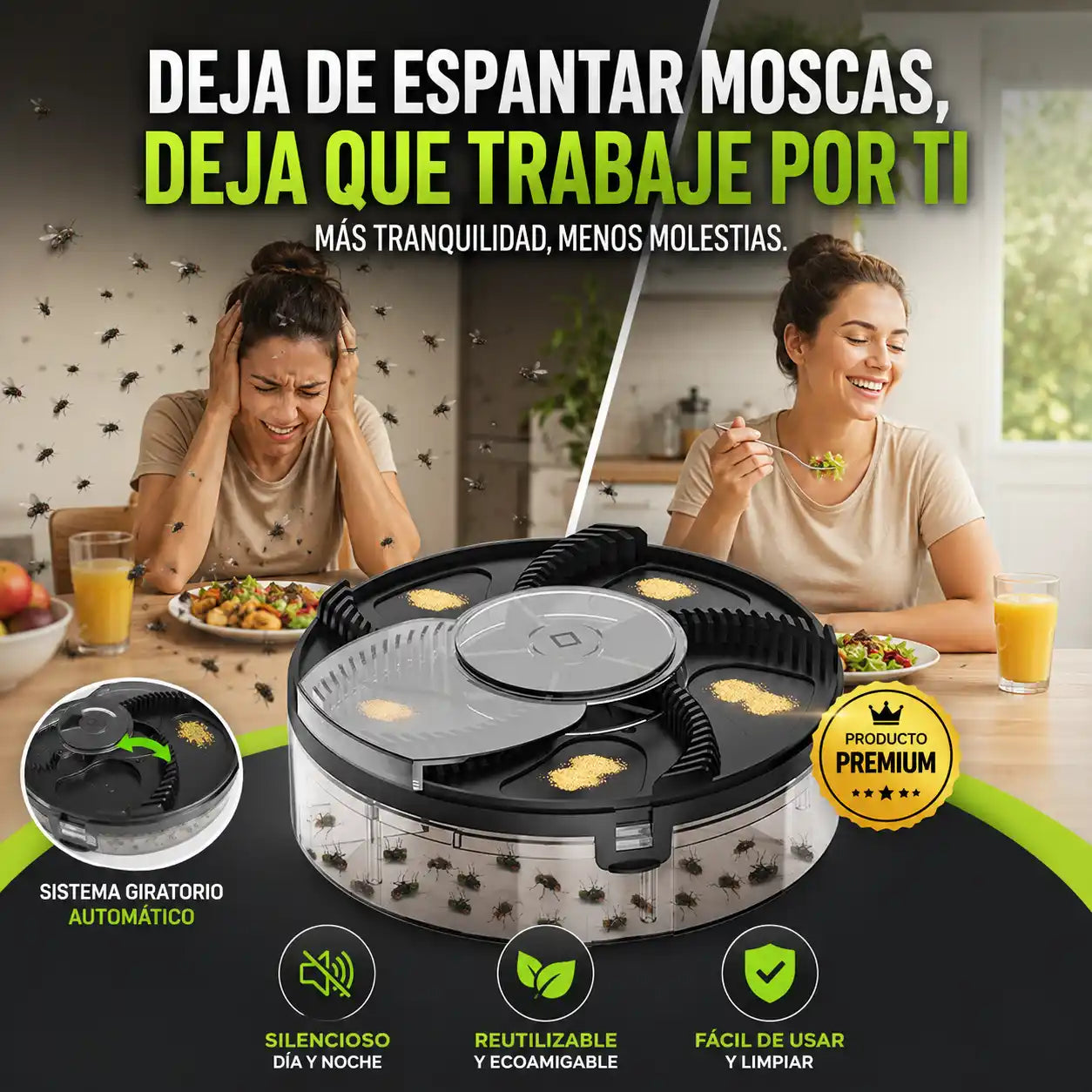 AtraFlyTrap® Atrapamoscas Automático Giratorio