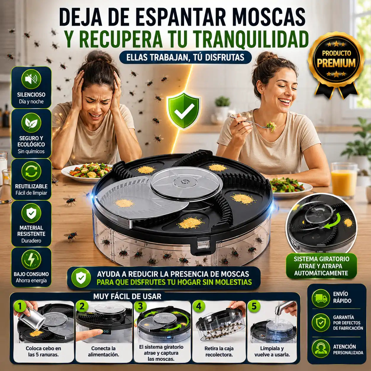 AtraFlyTrap® Atrapamoscas Automático Giratorio