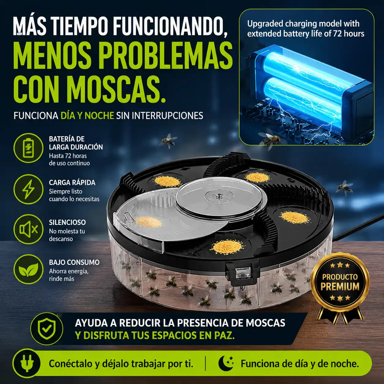AtraFlyTrap® Atrapamoscas Automático Giratorio