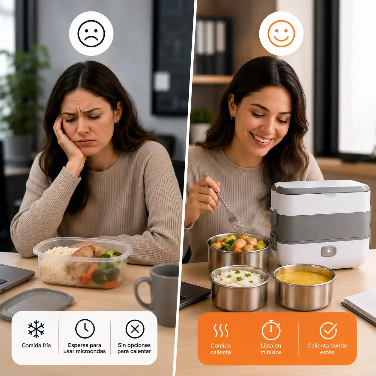 HeatBox® Lonchera Eléctrica Portátil 4 Recipientes | Disfruta tu comida caliente donde estés