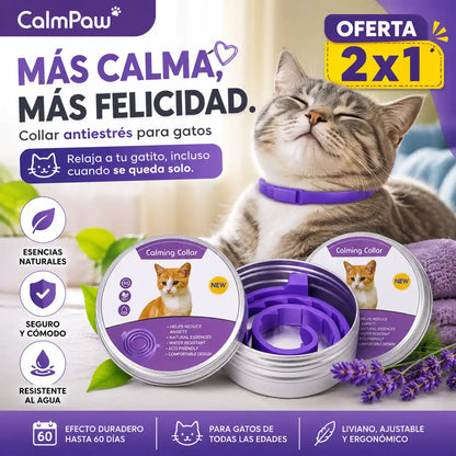 OFERTA 2X1 CalmPaw® Collar Antiestrés para Gatos — Relaja a tu gatito cuando se queda solo