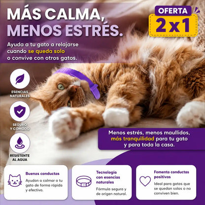 OFERTA 2X1 CalmPaw® Collar Antiestrés para Gatos — Relaja a tu gatito cuando se queda solo