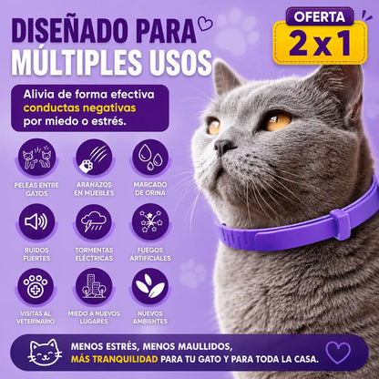 OFERTA 2X1 CalmPaw® Collar Antiestrés para Gatos — Relaja a tu gatito cuando se queda solo